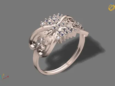 Womens Diamond Signet Ring Women Rings 3dmodels 3D print model 3D print model 57