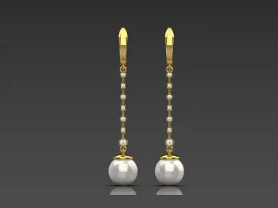 bride wedding  pearl earring pe0007 3D print model