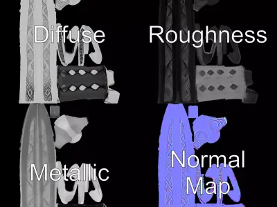 Elegant Black Sword model pack Low-poly 3D model