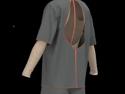 Female oversized tshirt  overalls  short LOOK 3D model