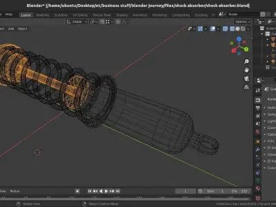 car shock absorber with suspension spring 3D model