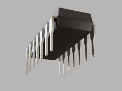 Microchip DIP 14 pin - Electronic parts Low-poly 3D model
