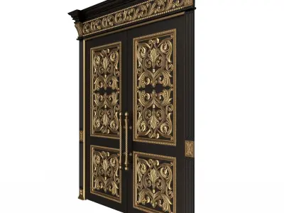 Carved Door Classic 01001 Black Low-poly 3D model