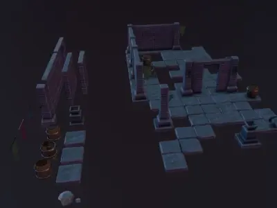 Modular Dungeon Kit - Ultimate 3D Asset Pack Low-poly 3D model