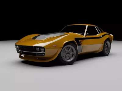 70s performance muscle-sports coupe Low-poly 3D model