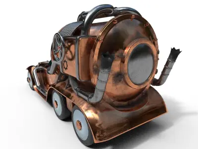 Car steampunk PBR low poly Low-poly 3D model