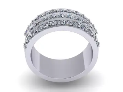 Three Row Man Diamond Ring 3D model