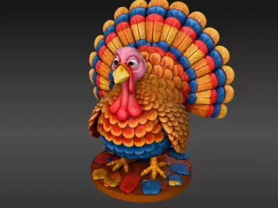 Turkey Festive  Figurine 3D Model Thanksgiving Decor Print Ready Low-poly 3D model