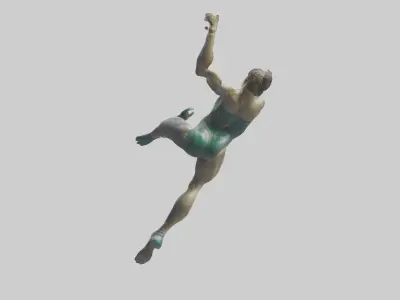 Trampoline Gymnast in Air statue model Low-poly 3D model