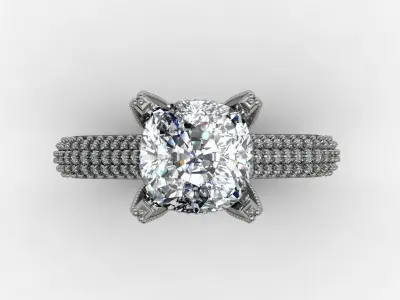 Luxury engagement ring 3D print model 8
