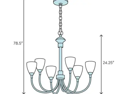  Light Shaded Wagon Wheel Chandelier 3D model