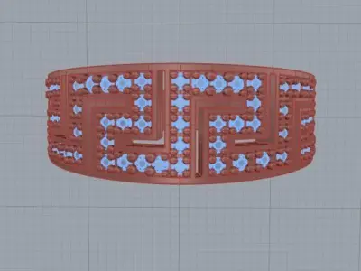 Greek key ring with diamonds  3D print model