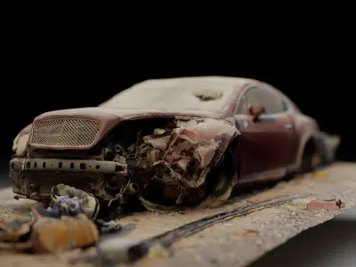 Abandoned crushed Bentley 3D model