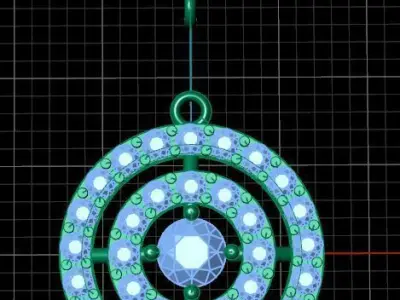 Luxury Round Diamond Pendant Necklace 3D print model