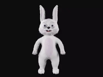Low Poly Cartoon 3D Rabbit with Stylized Hair and Textures Low-poly 3D model
