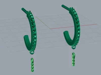 pearl diamond gold earring pe0029 3D print model