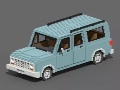 Voxel SUV Car Low-poly 3D model