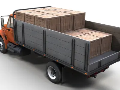 International Durastar flatbed truck Low-poly 3D model