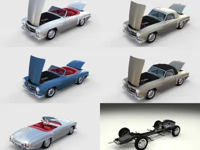 Full Mercedes 190SL Pack 3D model
