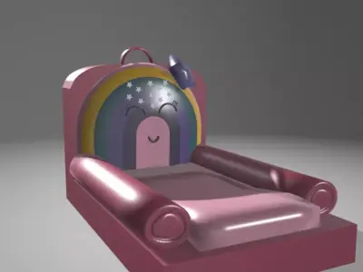 Cute sofa bed for girl room Free low-poly 3D model