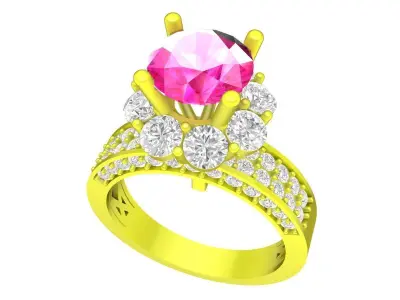 A7434 Luxury Hongkong Diamond Engagement Ring for Women 3D Model 3D print model