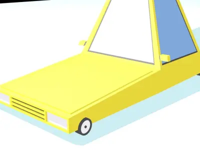 Car Low Poly with light on top Low-poly 3D model