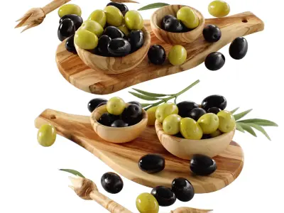 Decor Olives Olives cutting board branch Set 90 3D model