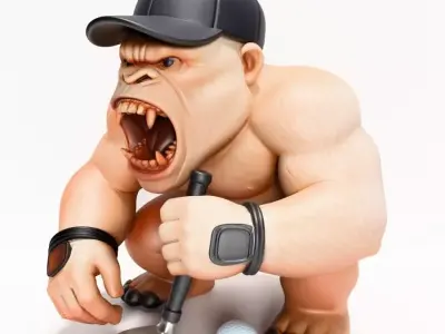 Gorilla Silverback Golf Statue toy 3D print model