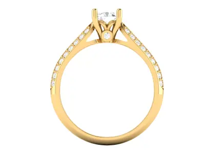 Round Cut Diamond Bridal Ring Set 3D print model