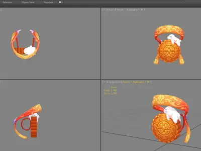 cartoon moon cake backpack - Mid-Autumn Festival Low-poly 3D model