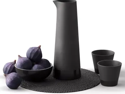 Decor decorative vase set with figs and fruits Set 26 3D model