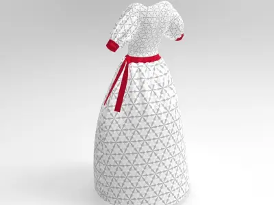 3D white dress 3D model