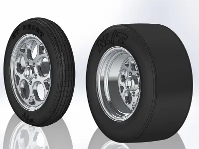 Set of wheels Summit Drag-Thrust for scale model dragster 3D print model