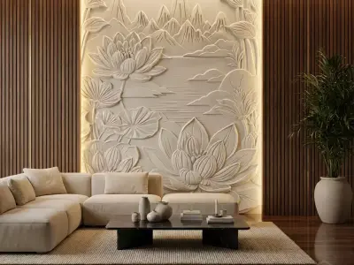 modern panel wall decor set wall relief mural CNC 147 3D 3D model