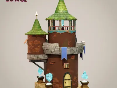 Low-poly Fantasy Towers Low-poly 3D model