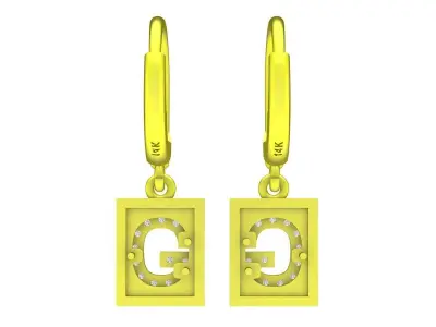 5805 Luxury diamond G earrings 3D print model
