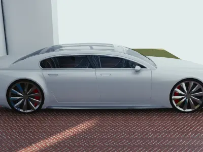 BLENDER EEVEE Brandless Extended Wheelbase 4 door sedan Low-poly 3D model