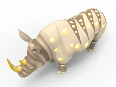 Cartoon Rhino 3D Model Rigged  Low-poly 3D model