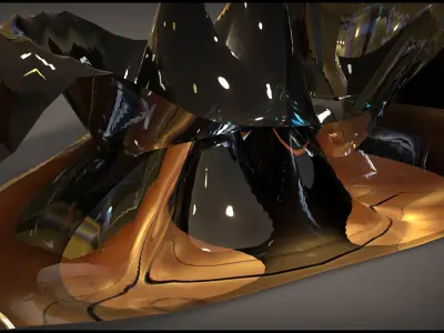 Shining gold piece of art 3D model