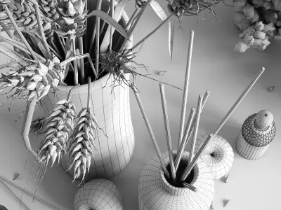 Decorative set with dry plants 3D model