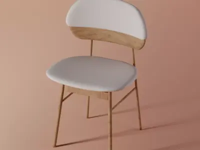 Modern Wooden Chair 3D Model for Archviz Low-poly 3D model