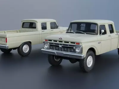 Pickup Truck F250 Crew Cab 1966 3D print model