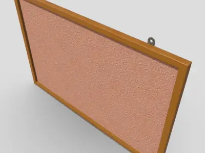 Corkboard metal bar with stripe Low-poly 3D model