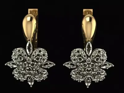 Set flower ring and earrings 3D print model
