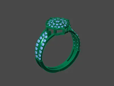 Womens Rings With Stone Ring Ready STL 3DM Models Rings women 3D print model