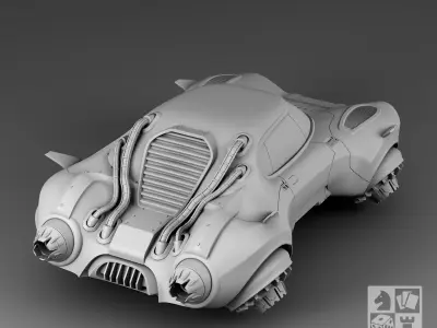 Futuristic Maneuverable car 3D print model