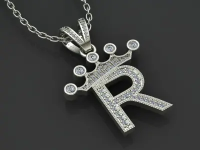 R letter pendant 3D print model