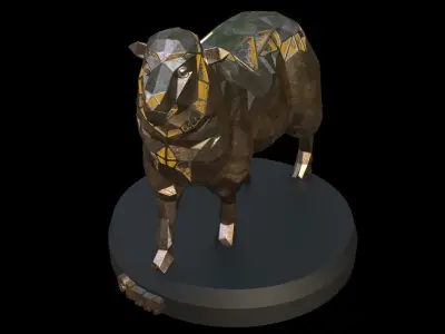 Steampunk Sheep Pose Low-poly 3D model