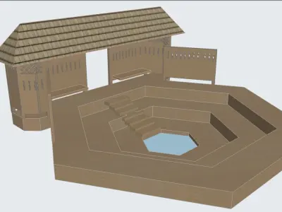 Landscape architecture  Low-poly 3D model