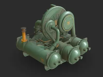Industrial Compressor Low-poly 3D model